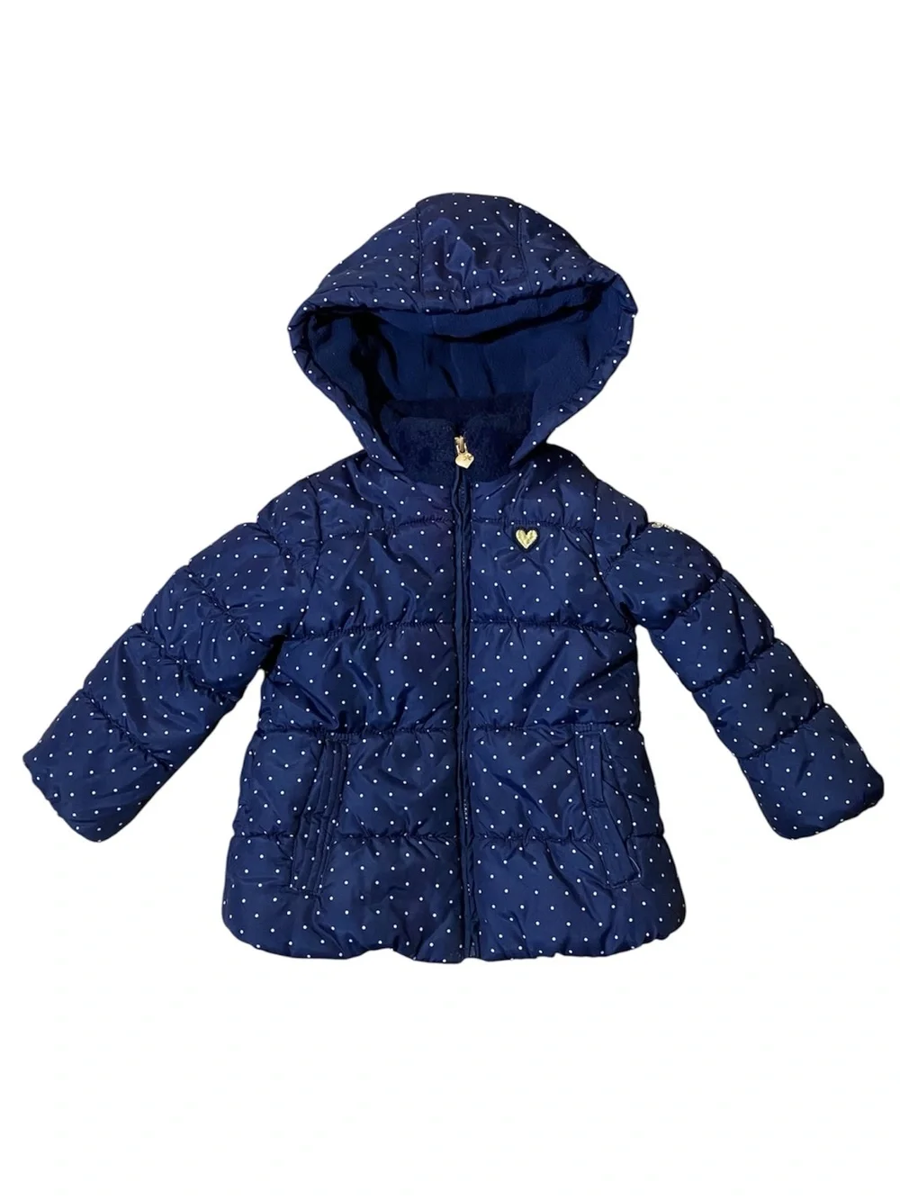 OshKosh B'gosh Girls' Heart Dot Puffer Jacket 4T Navy Blue